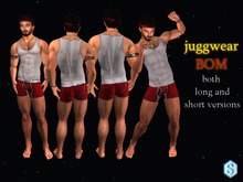 juggwear BOM Natural WHITE (Buck series) RED trunks