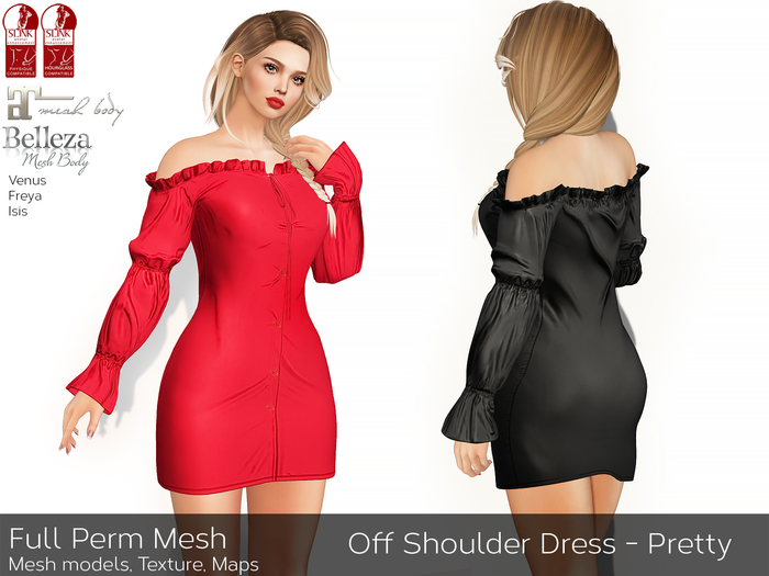 D28 - Off Shoulder Lond Sleeves Dress