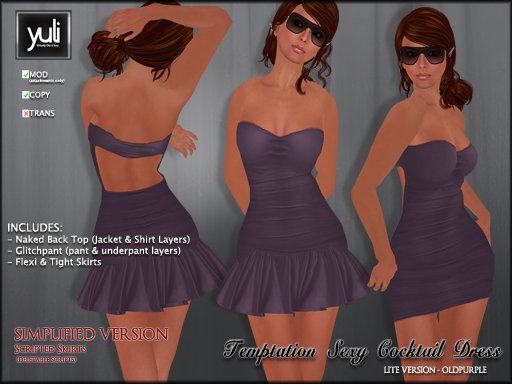 (Yuli) Temptation Sexy Cocktail Dress Lite Version OLDPURPLE