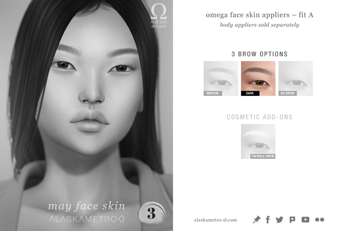 alaskametro<3 "May" face skin in Tone 3 - Omega applier HUD/Classic/Bakes-on-mesh TESTER