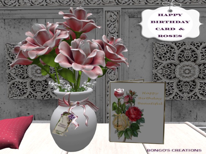 BMC311. HAPPY BIRTHDAY ROSES & B/DAY CARD.