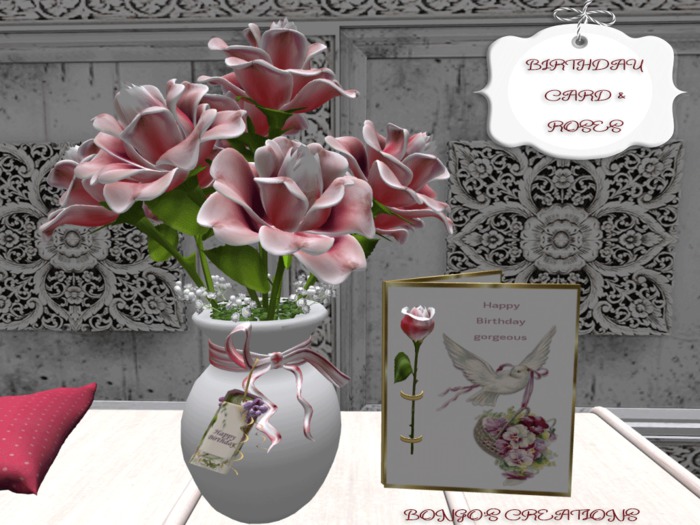 BMC315. BIRTHDAY CARD & ROSES.