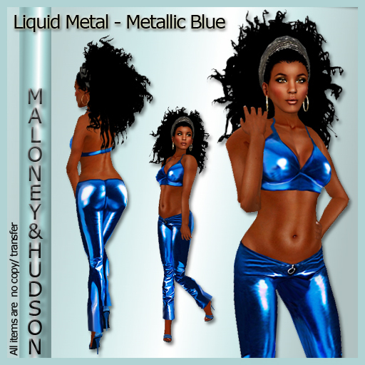 Ladies Metallic Blue Trouser Outfit