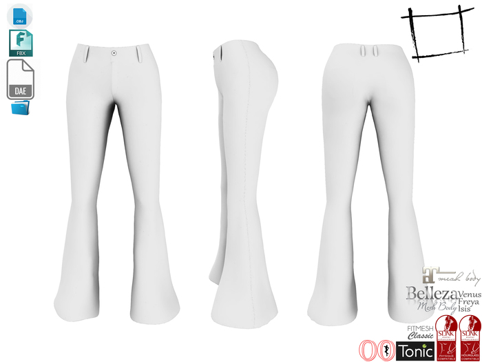 Dae Obj FBX For Women's Retro Bell Bottom Jeans Pants Slink, Maitreya, Ocacin, Belleza, Tonic