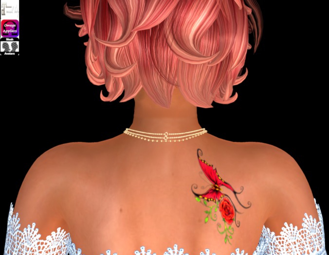 RED BUTTERFLY AND ROSE