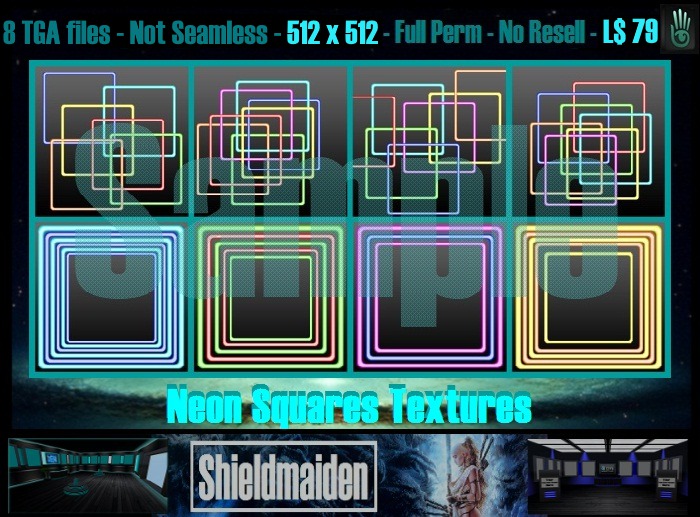 Shieldmaiden Textures # 5 Neon Squares - Full Perm - Tiling