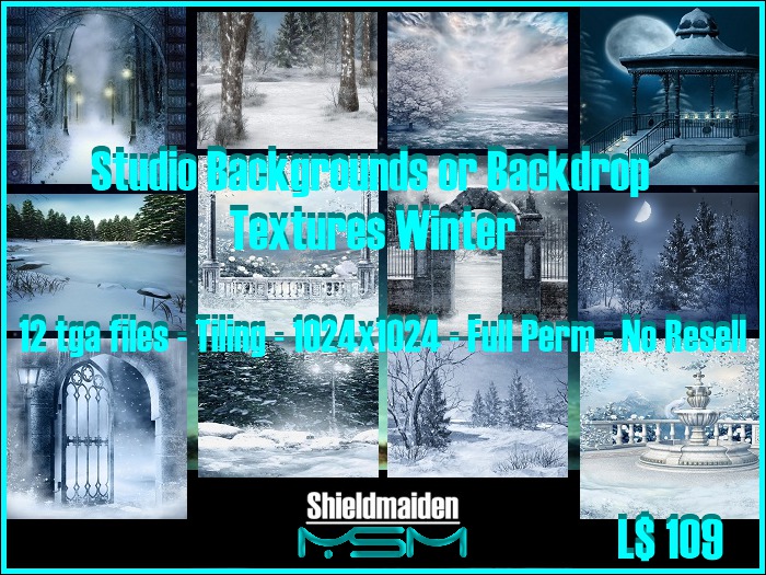 Pack of 12 HQ Winter Studio Backgrounds or Backdrops