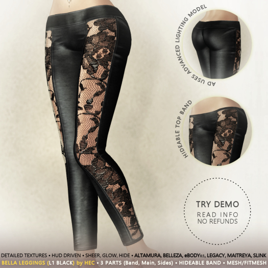 HEC - BELLA Leggings LACE1-02 BLACK (CWLNI-00A)