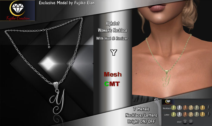 FC - Alphabet Women Mesh Necklace - *Y box