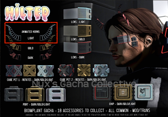 HILTED - Bioimplant Gacha - Horns - Light (Add Me)