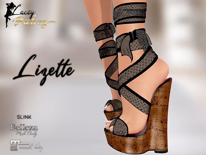 LB - Lizette Ankle Wrap Wedges Black
