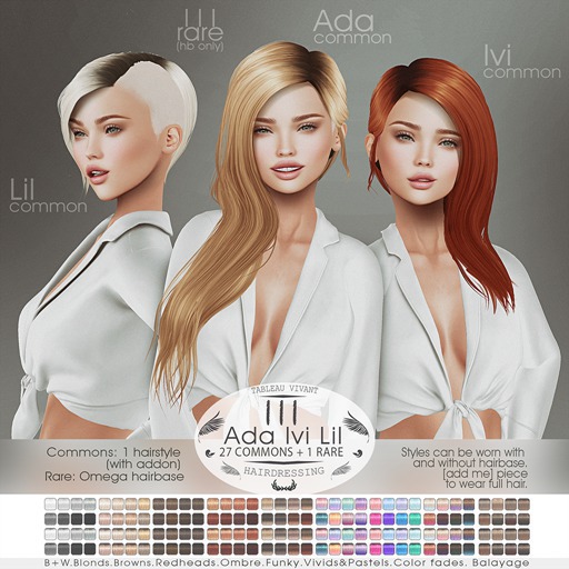 Second Life Marketplace - Tableau Vivant \\ III hairbase [omega] RARE