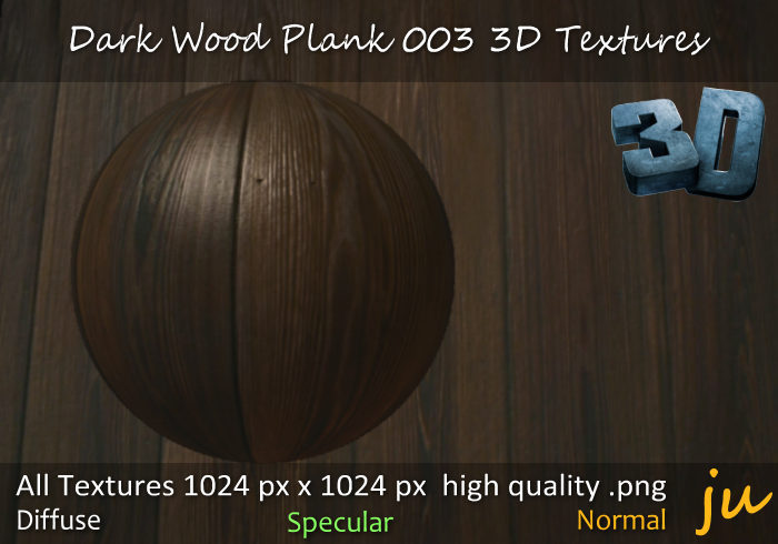 JU Dark Wood Plank 003 3D Textures Full Perm