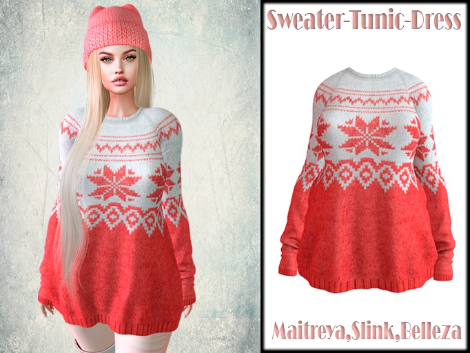 InStyle-Maxi sweater-dress-peach (Maitreya, Slink, Belleza)