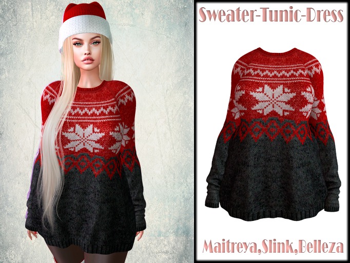 SALE! InStyle-Maxi sweater-dress-red (Maitreya, Slink, Belleza)