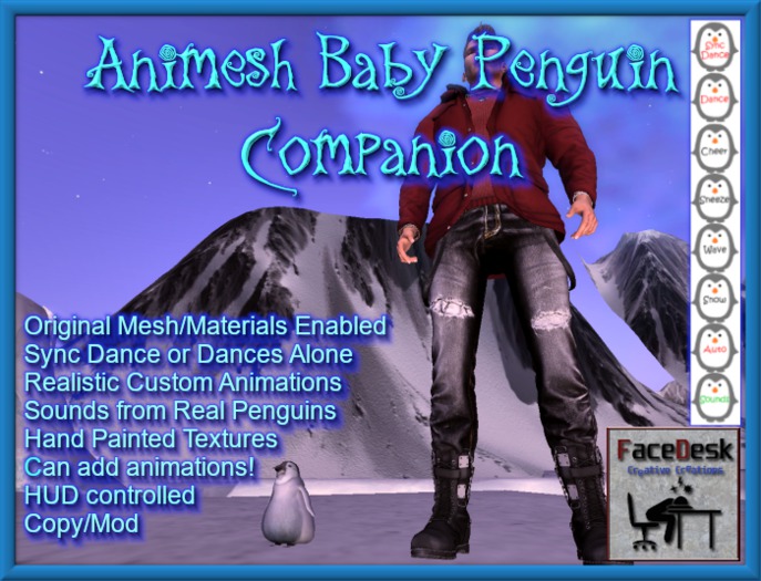 FaceDesk - Baby Penguin Companion UNPACK HUD (add me)