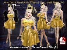 New Year's Gold Satin Party Dress Set