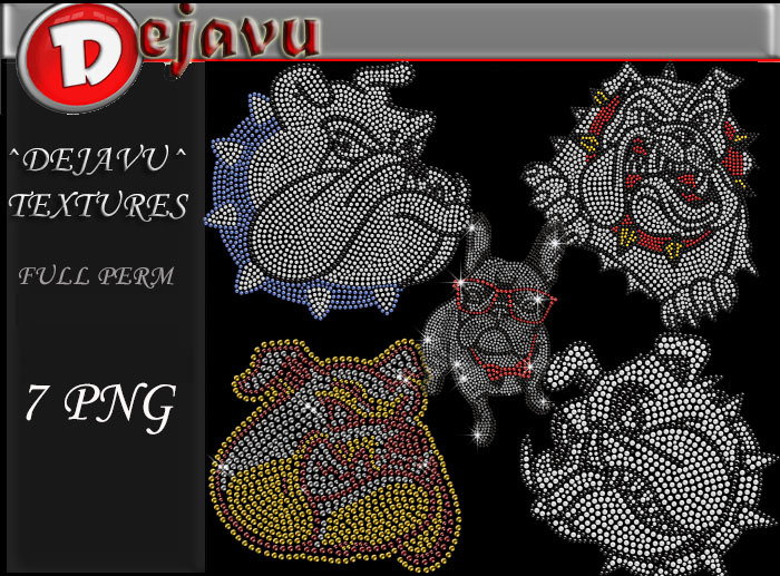 ^Dejavu^ Full Perm Rhinestone Buldog Png