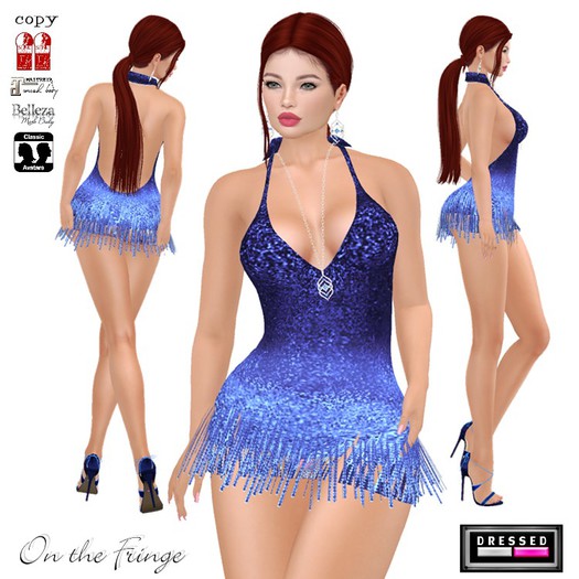 ::DBL:: On the Fringe Dress (Mesh/Classic Fits) Blue Ombre
