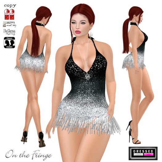 ::DBL:: On the Fringe Dress (Mesh/Classic Fits) Black/Silver