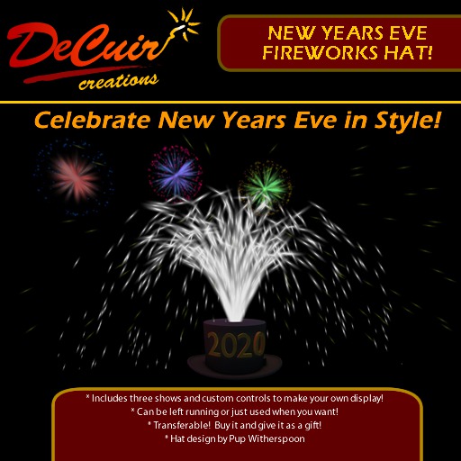 DeCuir Creations New Years Eve Fireworks Top Hat