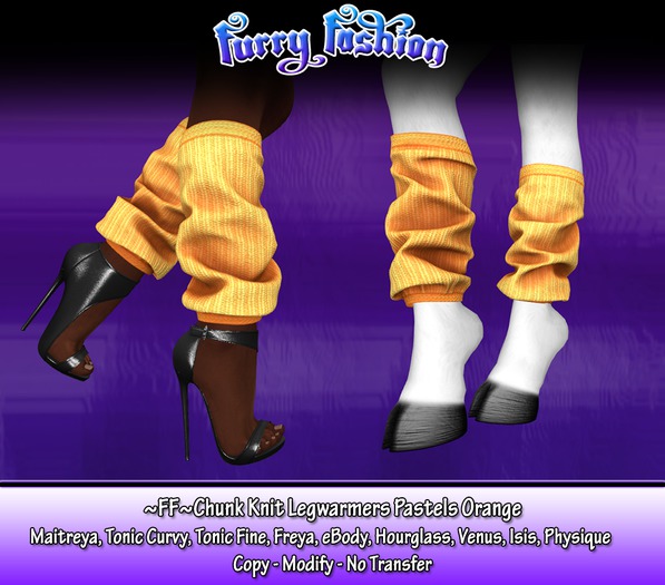 ~FF~ Chunk Knit Legwarmers Pastel Orange