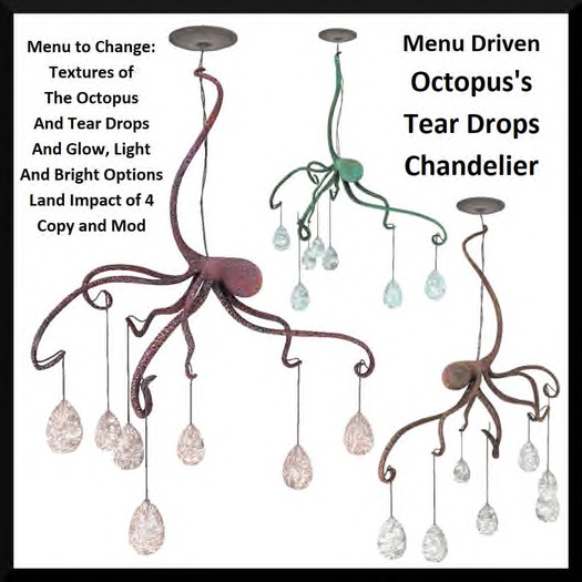 Menu Driven Octopus's Tear Drops Chandelier - Boxed