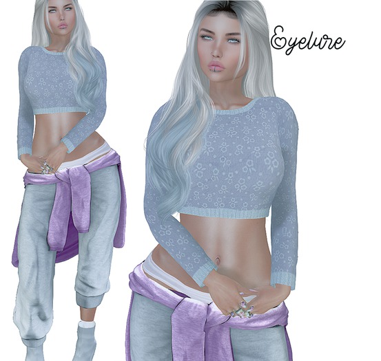 Eyelure Sweatshirt Tied Sweatpants  White/White Pink/White  2pk