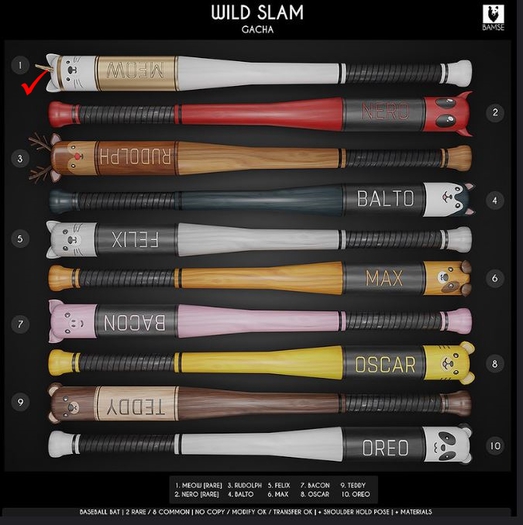 1. BAMSE : Wild Slam - Meow RARE