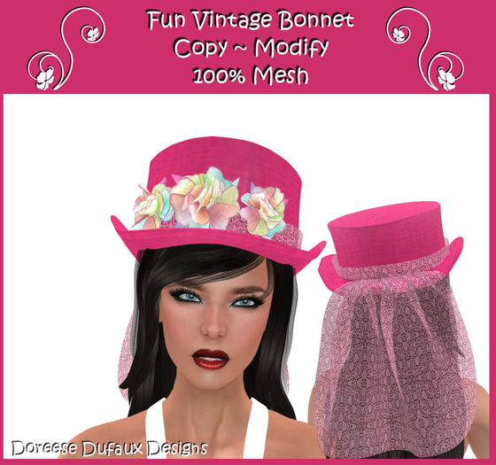 VINTAGE VICTORIAN BONNET - PINK