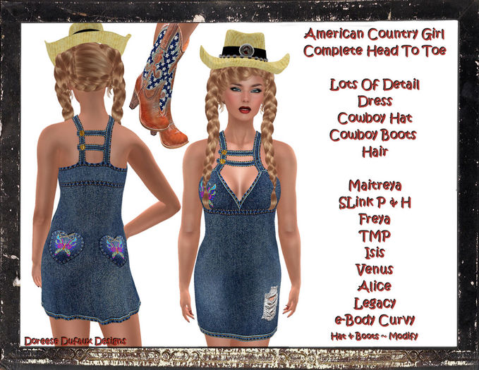 DENIM STRAPPY DRESS BUTTERFLY BOX
