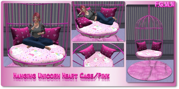 F.G.M.N//Hanging Unicorn Heart Cage/Pink