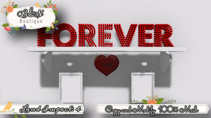 B&N Heart wall shelf forever love  /  white