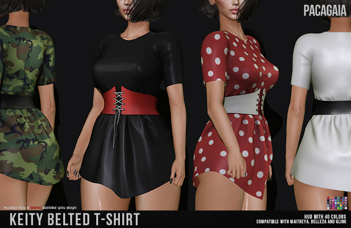 :PC: Keity Belted T-Shirt (Belleza Venus, Isis, Freya, Slink Physique, Hourglass, Maitreya Lara)