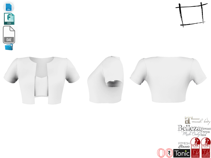 Dae Obj FBX For Crop Top With Bralet Slink,Maitreya, Ocacin Voluptuous, Belleza, Tonic and Classic