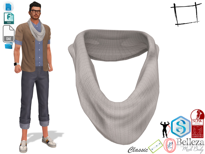 Dae Obj FBX Men's Tube Shawl Slink Male, Belleza Jake, Signature Gianni, Onupup, Gamit