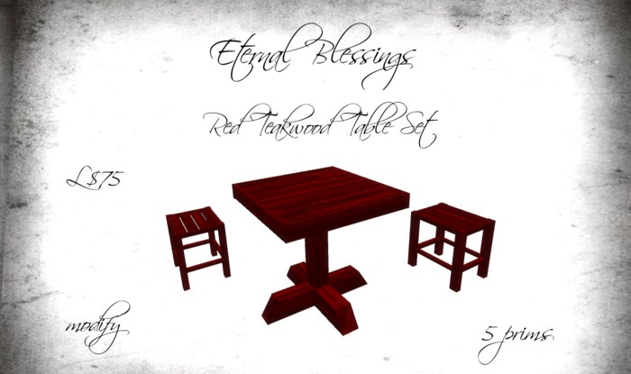 Eternal Blessings Red Teakwood Table Set