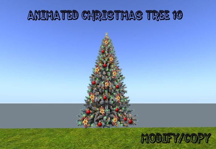 Animated Christmas Tree 10 (Red, Blue, Gold & Green Blinking Lights)