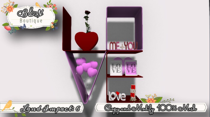 B&N Love wall shelf / Red- Pink