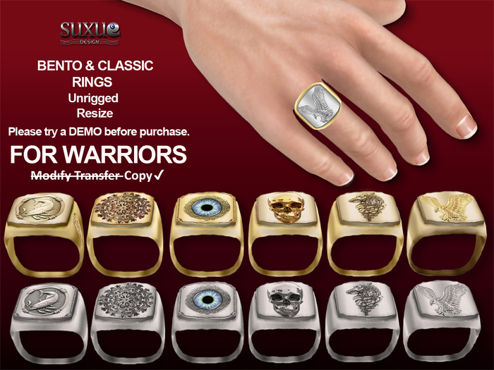 [SuXue Mesh] For Bento & Classic Hands Rings Azur Male