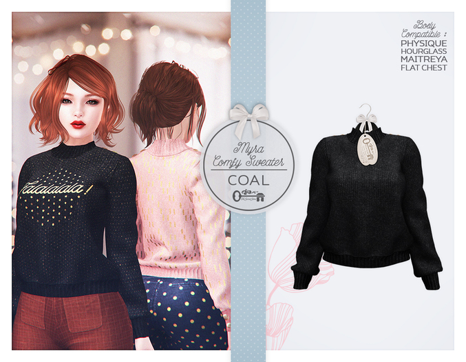 The Secret Store - Myra Comfy Sweater - Maitreya Lara, V-Tech, Belleza Freya, Slink Hourglass - Coal