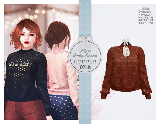 The Secret Store - Myra Comfy Sweater - Maitreya Lara, V-Tech, Belleza Freya, Slink Hourglass - Copper