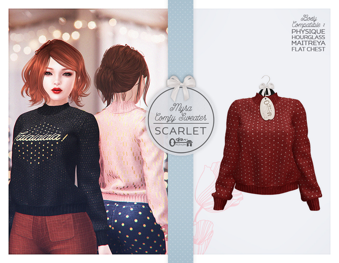 The Secret Store - Myra Comfy Sweater - Maitreya Lara, V-Tech, Belleza Freya, Slink Hourglass - Scarlet