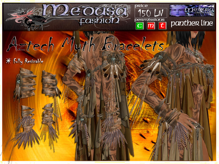 ~ Medusa Fashion ~ Aztech Myth Bracelets (Boxed)