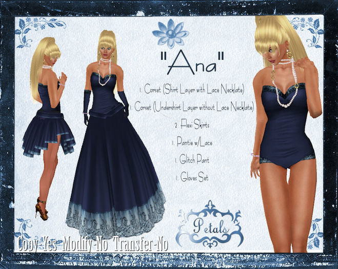 ~Petals~ "Ana" Sapphire Blue
