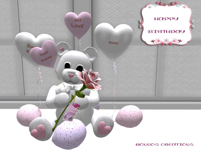 BMC350 - HAPPY BIRTHDAY BEAR WITH BALLOONS.