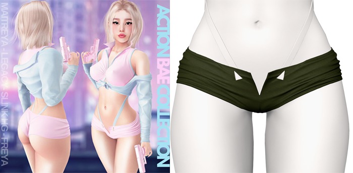Rebelpill - Action Bae Shorts Army Green