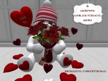 BMC353 - HAPPY VALENTINE'S DAY- CUTE BEAR WITH A BOUQUET OF ROSES & LOVE HEARTS.