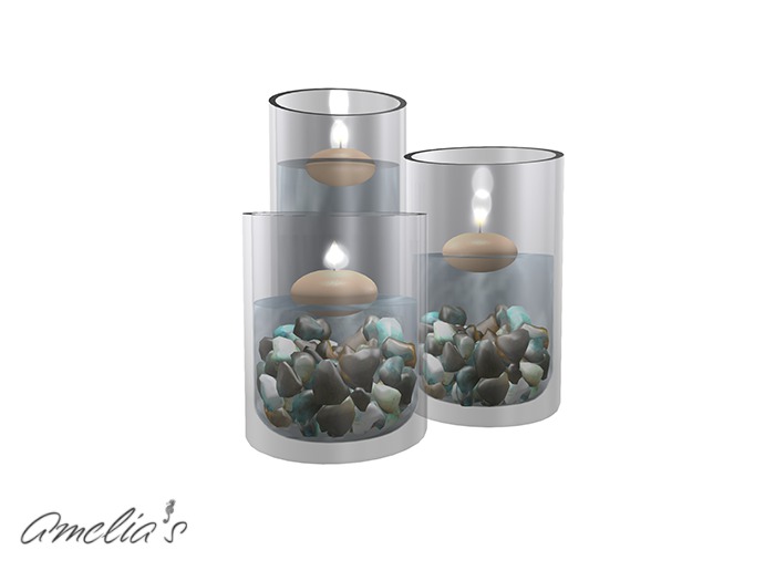 Amelia's Floating Candle Set With Labadorite Stones (Boxed)