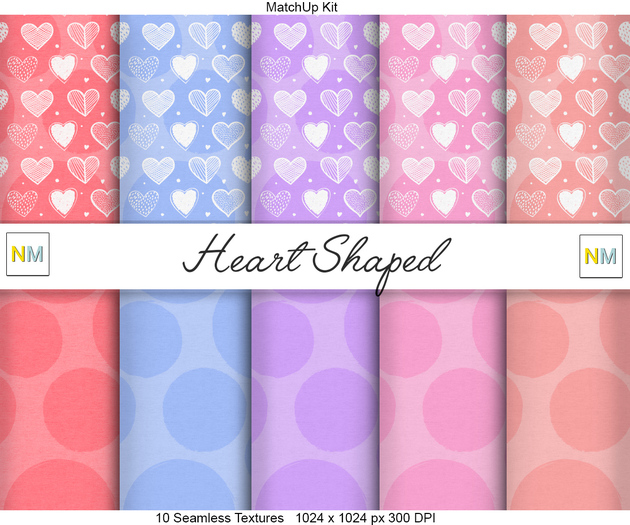 Heart Shaped MatchUp Kit 10 Seamless Valentine Textures NM